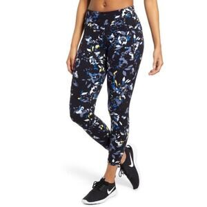 Sweaty Betty Power Black & Navy Floral Print 7/8 Length Leggings Women's XS